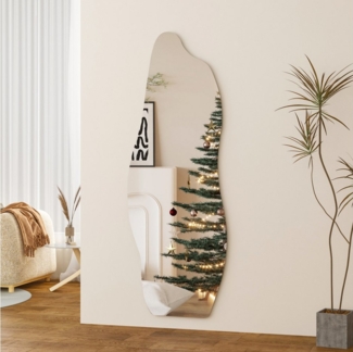 Boromal Ganzkörperspiegel groß 165x60 cm Wandspiegel Asymmetrisch Dekospiegel groß Rahmenlos (Flurspiegel modern, mit Metall Haken), 5mm HD Umweltfreundlich Spiegel