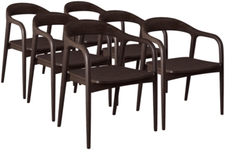 skølm 'Sól' Armlehnstuhl 6er-Set, Massivholz lackiert, dunkelbraun, bis 125 kg belastbar, vormontiert