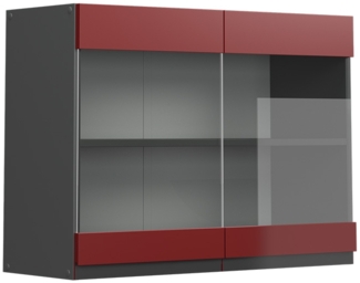 Vicco Küchenglasschrank Rot 80 cm J-Shape, R-Line