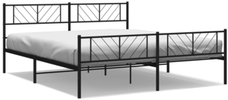 vidaXL Bettgestell mit Kopf- und Fußteil, Metall, Schwarz, 193x203 cm