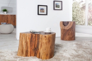 Licht-Erlebnisse Couchtisch THELA, Beistelltisch Holz massiver Stamm Unikat Baumscheibe Baumstamm