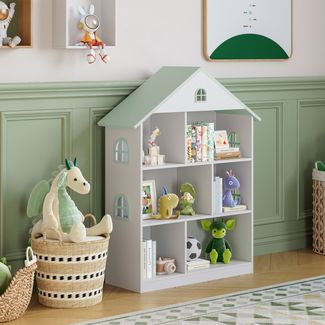 Kinderregal Vipsali 107 x 83 x 30 cm Weiß/Mintgrün [en. casa]