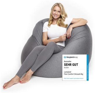 LUMALAND Flexi Comfort Sitzsack - Premium Bean Bag Sitzkissen - Big 155 x 100 cm - Dunkelgrau