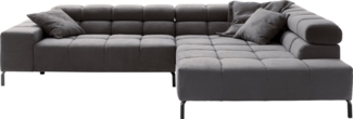 INOSIGN Ecksofa Ancona New, wahlweise motorische Sitztiefenverstellung, auch Cord, feine Steppung, mit Kopfteilverstellung, 3 Zierkissen, L-Form