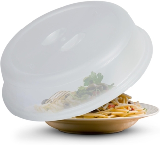 Mikrowellenabdeckung Ø26 x 7cm, ( 2er Set ) Geschirhülle für die Mikrowelle - Mikrowellenhaube, Spritzschutz, Mikrowellendeckel transparent