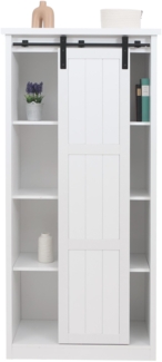 Schrank HWC-K75, Kommode Highboard, Schiebetüre 8 Staufächer, Holz-Optik Industrial Metall 163x76x38cm ~ weiß