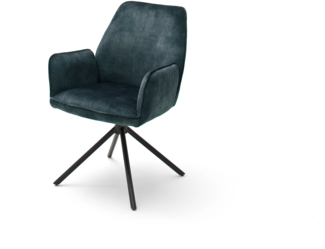 2er-Set Armlehnstuhl 'Ottawa' - Veloursoptik Petrol