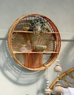 Chic Antique Wandregal Rattan Goa Scandi Bohemian Rund 60cm