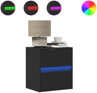 vidaXL Wand-Nachttische mit LED-Leuchten 2 Stk. Schwarz 3307964