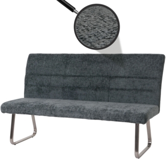 Sitzbank HWC-G55, Esszimmerbank Bank, Edelstahl gebürstet Stoff/Textil Chenille Öko-Tex, 180cm ~ blau-grün