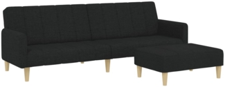 vidaXL Schlafsofa 2-Sitzer mit Fußhocker Schwarz Stoff 3258090