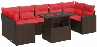 vidaXL 8-tlg. Garten-Sofagarnitur mit Kissen Braun Poly Rattan Akazie 3326285