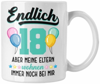 Trendation Tasse Trendation - 18. Geburtstag Tasse Geschenk Mädchen Jungen Geschenkidee Lustig Spruch 18 Geschenke Geschenkideen zum 18 Bday 18er Erwachsen