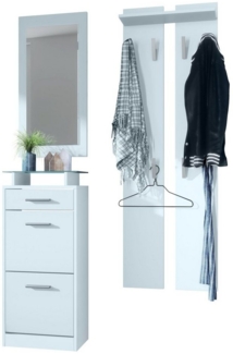 Garderobenset Garderobe Loret V2 Mini, Korpus in Weiß matt / Front in Weiß matt