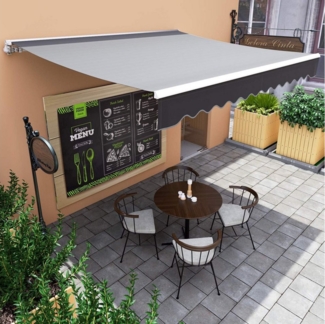 TLGREEN Gelenkarmmarkise 250 x 200cm Manuelle Gelenkarmmarkise,Markise, (Sonnenschutz Wasserabweisend Sonnenmarkise, Wandhalterung Handkurbel Verstellbar Alu/Polyester) Terrassenmarkise für Außenterrassen Balkone
