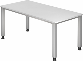 bümö manuell höhenverstellbarer Schreibtisch 160x80 cm in weiß - PC Tisch höhenverstellbar & groß, höhenverstellbarer Tisch Büro, großer Computertisch verstellbar, Q-Serie, QS-16-W