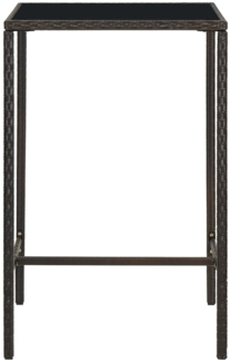 vidaXL Garten-Bartisch Braun 70x70x110 cm Poly Rattan und Glas 313457