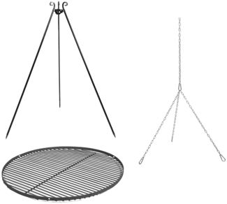 CookKing Stahl Schwenkgrill mit Grillzubehör | Dreibein Grill inkl. Stahl Grillrost Ø 50 cm |