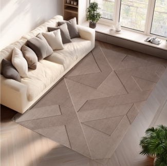 Jimri Teppich COSY - Skandinavischer Boho Geometrisch Modernerteppich Unifarben, Rechteckig, Höhe: 12 mm, Hoch-Tief-Effekt, Kurzflor