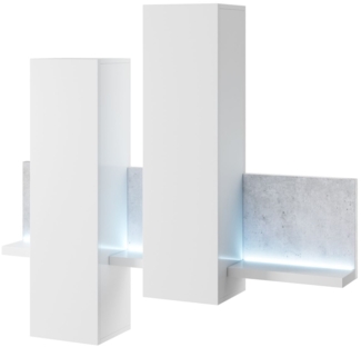 Hängeschrank Broto Stauraumschrank 152x35x142cm weiß - beton colorado