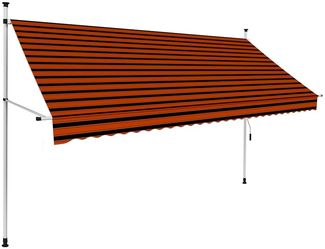 Einziehbare Markise | Außenrollo | Balkonrollo Handbetrieben 300 cm Orange und Braun