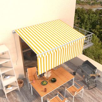 vidaXL Markise Manuell Einziehbar mit Rollo 3x2,5 m Gelb und Weiß 3069258