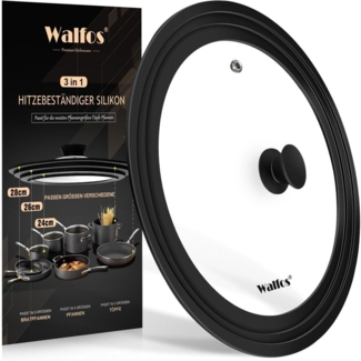 Walfos Universaldeckel Ø 28 26 24 Glasdeckel für Töpfe und Pfannen