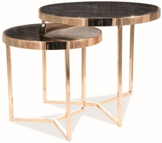 2er-Set Couchtisch Glastisch Delia 45x45cm 60x60cm Marmor Gold