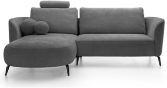 Selsey 'Kavni' Ecksofa mit Schlaffunktion, Stauraum und Chenille-Bezug, dunkelgrau, links, 86 x 260 x 180 cm