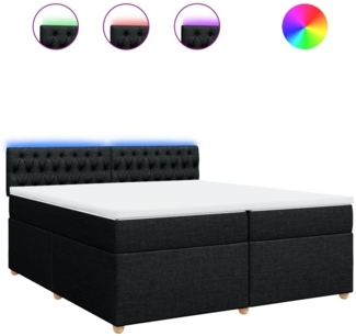 vidaXL Boxspringbett mit Matratze Schwarz 200x200 cm Stoff 3289096