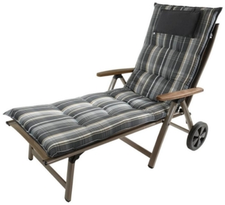 Sun Garden Liegenauflage Rollliege Sylt 90584-700 grau Streifen 188x60x9 cm Sun Garden, (1 St), Eckhaltebänder mit Bindebändern ohne Halteband