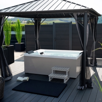 HOME DELUXE Outdoor-Whirlpool 'Nimbus Deluxe', 190 x 140 cm, für 2 Personen, mit Treppe & Thermoabdeckung