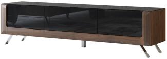 Lowboard TV-Unterschrank Kleve 199x48x52cm Columbia Walnuss schwarz Hochglanz