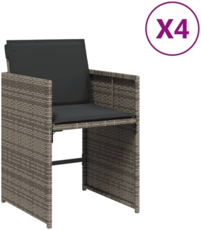 vidaXL Gartenstühle mit Kissen 4 Stk. Grau Poly Rattan 364985
