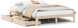 vidaXL Massivholzbett mit Schubladen 135x190 cm Kiefer 3301938