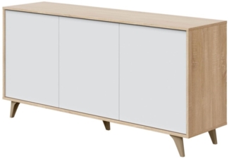 CaliCosy Sideboard 3 Türen mit 3 Regalen Kikua Plus - L154cm - Weiß