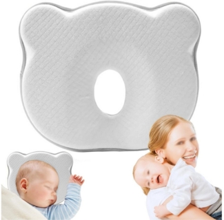Mutig Babykissen Kopfkissen Neugeborene Memory Foam,Reisekissen Gegen Plattkopf, für Babys 0-12 Monate, Autositz,Kinderkissen für Bett, Kinderwagen