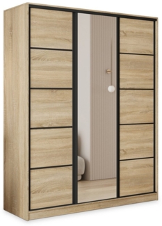 Masseno Schwebetürenschrank PINA Kleiderschrank mit Spiegel und Schubladen Schlafzimmerschrank