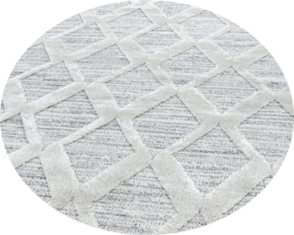 Homtex Hochflor-Teppich, Ø 80 cm Rund, Modern Designer, Elegante Teppich, Hoch-Tief Effekt 3D Boho Teppich