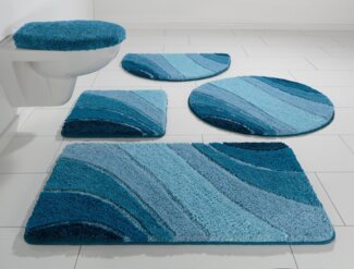 my home Badematte Josie, Badvorleger, Badezimmer Teppich, Höhe 20 mm, rutschhemmend beschichtet, fußbodenheizungsgeeignet, schnell trocknend, strapazierfähig, Polyester, rechteckig, 3-tlg. Stand-WC Set, Badteppich, Badematten, rechteckig, rund & als 3-...