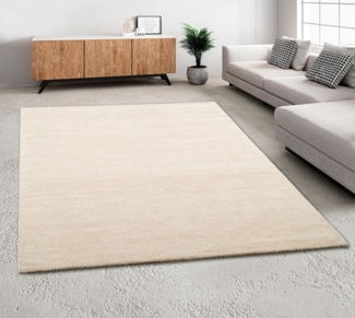 THEKO Wollteppich Gabbeh Uni, Handweb Teppich, meliert, reine Wolle, handgewebt, rechteckig, Höhe: 14 mm, Schlafzimmer, Wohnzimmer, Esszimmer, auch als Läufer oder rund