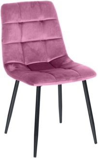 CLP Esszimmerstuhl Antibes Samt gesteppt | 150 kg Tragkraft | Ohne Armlehne,rosa
