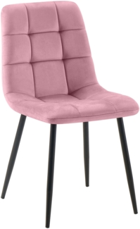 CLP Esszimmerstuhl Antibes Samt gesteppt | 150 kg Tragkraft | Ohne Armlehne,rosa