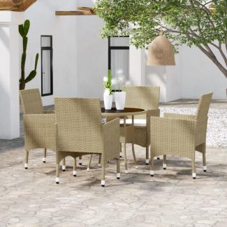 vidaXL 5-tlg. Garten-Essgruppe Poly Rattan Beige 3058490