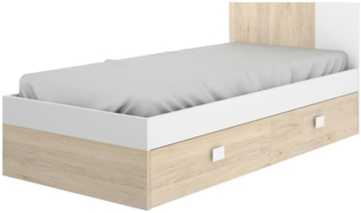 Dmora Allegro-Kinderbett, Einzelstruktur für Schlafzimmer, Einzelbett mit Kopfteil, 196 x 97 x 79 cm, Weiß und Eiche