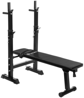 tectake Hantelbank Trainingsbank mit Langhantelablage, klappbar