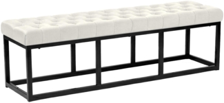 CLP Sitzbank Polson, Modern, Gestell schwarz, Samt, Gesteppt, Bodenschoner, Design,creme 150 cm
