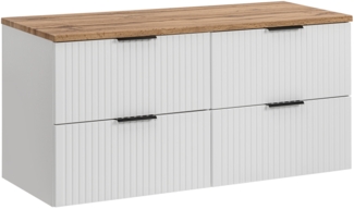 ADEL Badmöbel-Set 120 cm mit Tischplatte (46x120cm), Weiß matt,Eiche Wotan