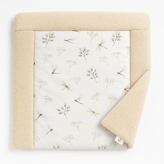 Wickelauflage 75x75 cm Baby Wickelunterlage Wickeltischauflage aus Baumwolle mit Boucle, weiche hygienische Unterlage zum Windeln Wechseln Wickelmatte Creme
