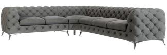 S-Style Möbel Ecksofa Chesterfield Kalina mit Silber Metall Füßen, Die Eckeinheit kann entweder rechts- oder linkshändig sein, mit Wellenfederung